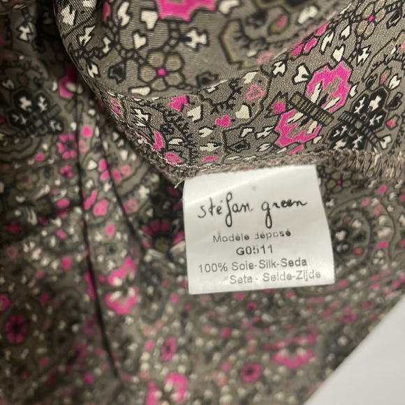 Stefan green, pink/taupe dress, size 2, 3/4 sleeve - Picture 6 of 7